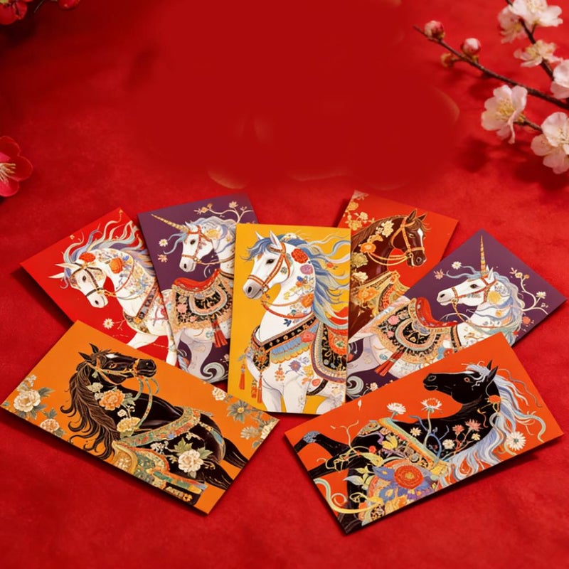 Red Envelopes Chinese New Year, Horse Year Lunar New Lucky Money Envelopes, 6 Designs with Vibrant Horse Patterns, Large Capacity for Gifts Banknotes - Image 3